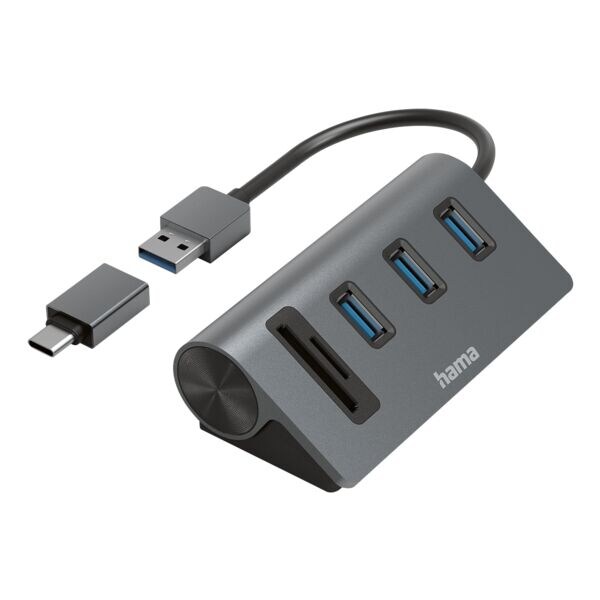 Hama Hub USB avec lecteur de cartes 5 ports