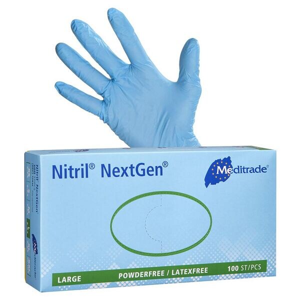 100 MEDITRADE gants jetables Nitril® NextGen® nitrile, Taille L bleu