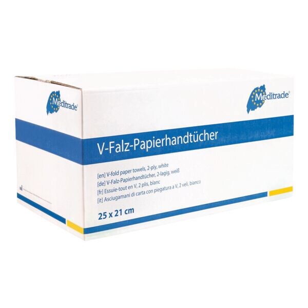Essuie-mains en papier MEDITRADE 2 paisseurs, blanc, 25 cm x 21 cm de Cellulose avec pliage en Z - 3150 feuilles au total