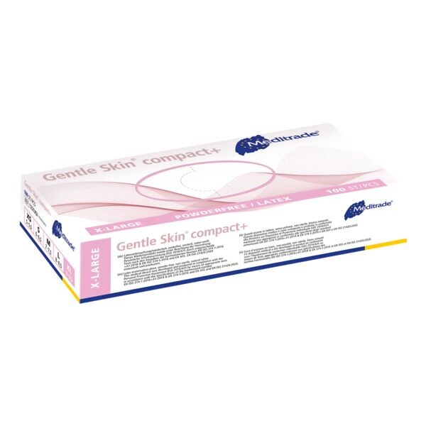 100 MEDITRADE gants jetables Gentle Skin® compact+ latex, Taille XL naturel-blanc