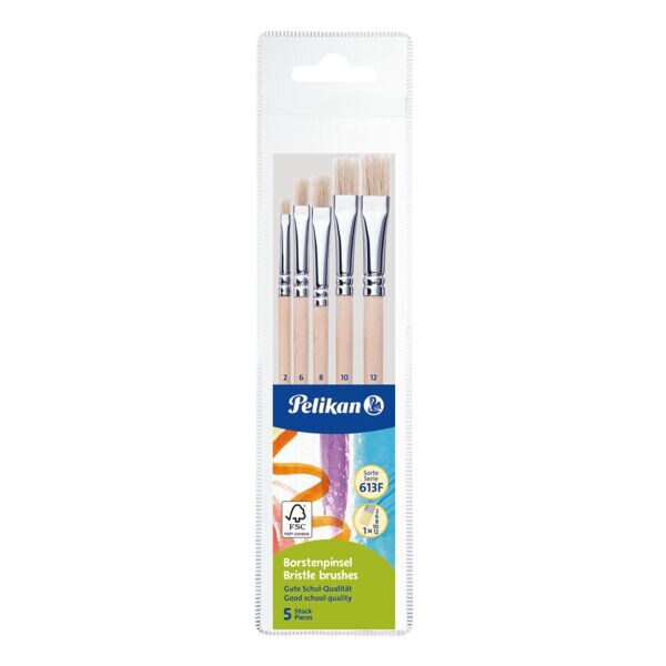 Pelikan Lot de 5 pinceaux d'école « Série 613F »