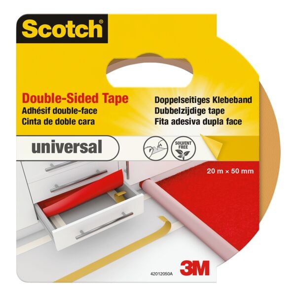 Scotch Ruban adhésif double face pour moquette, 50 mm/20 m