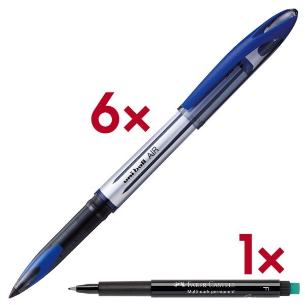 6x Stylo roller uni-ball AIR avec Stylo pour films « Multimark »