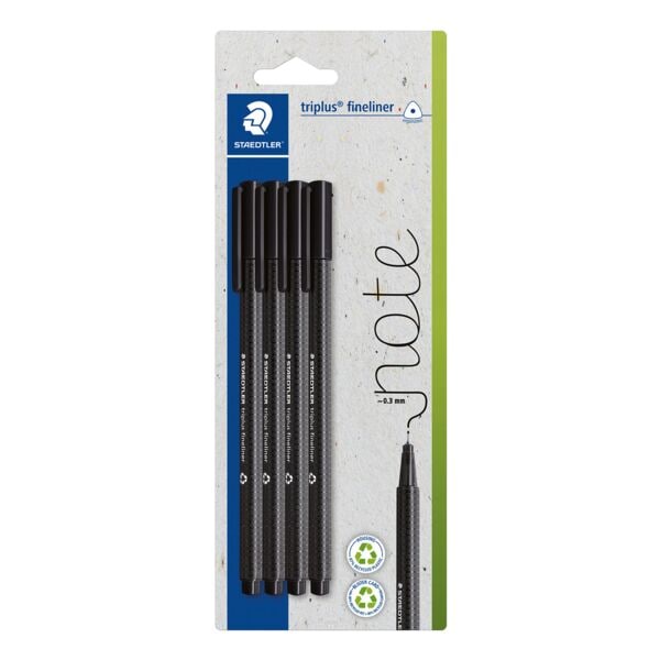 4x STAEDTLER feutre fin triplus&reg; 334 noir 0,3mm