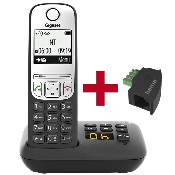 Gigaset Tlphone sans fil avec rpondeur  A690A  avec adaptateur tlphonique TAE-U