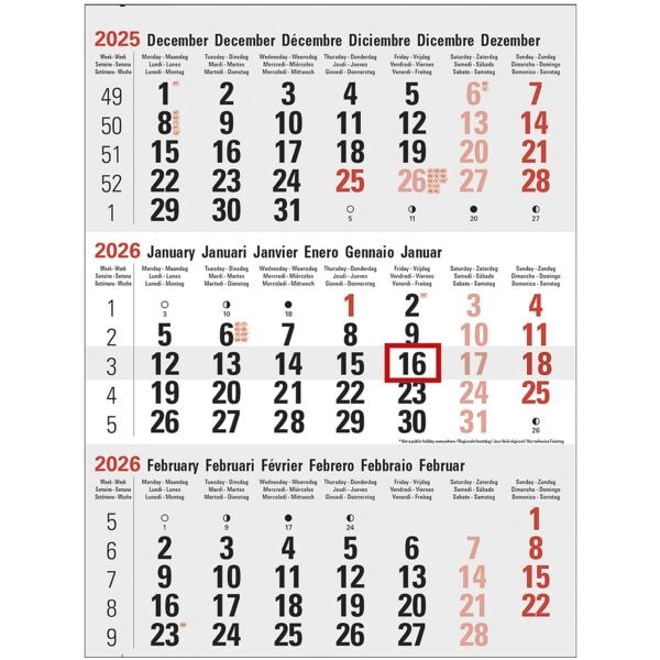 Calendrier 3 mois  Classic  2026