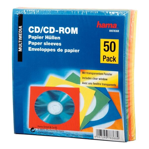 Hama Pochettes papier pour CD/DVD/Blu-ray - 50 pices couleur