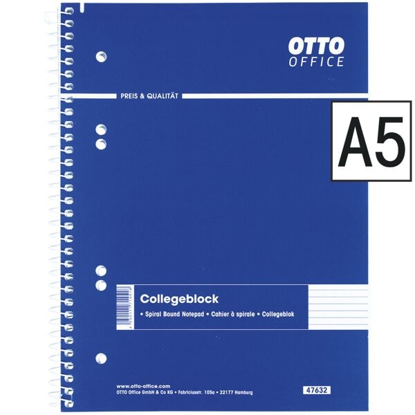 OTTO Office cahier  spirale Standard A5 lign, 80 feuille(s)