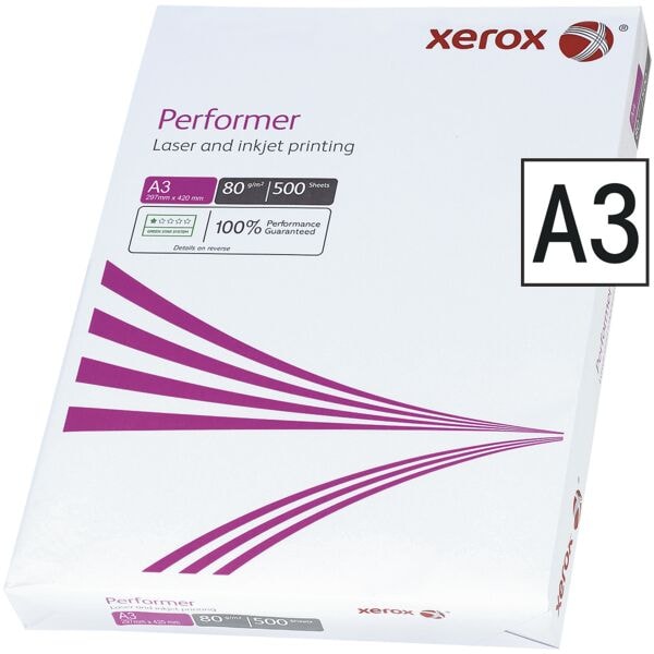 Papier photocopieur A3 Xerox Performer - 500 feuilles au total, 80g/m