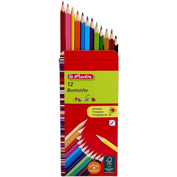 Herlitz Paquet de 12 crayons de couleur en bois