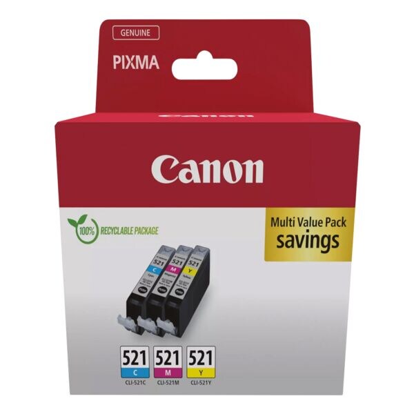 Canon Lot de cartouches jet d'encre « CLI-521 CMY » Canon Lot de cartouches jet d'encre « CLI-521 CMY »