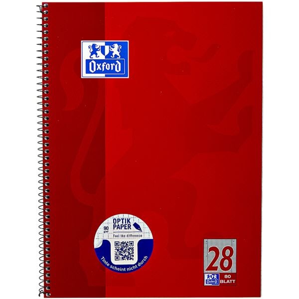 Oxford cahier  spirale cole rglure 28 A4+  carreaux, 80 feuille(s)