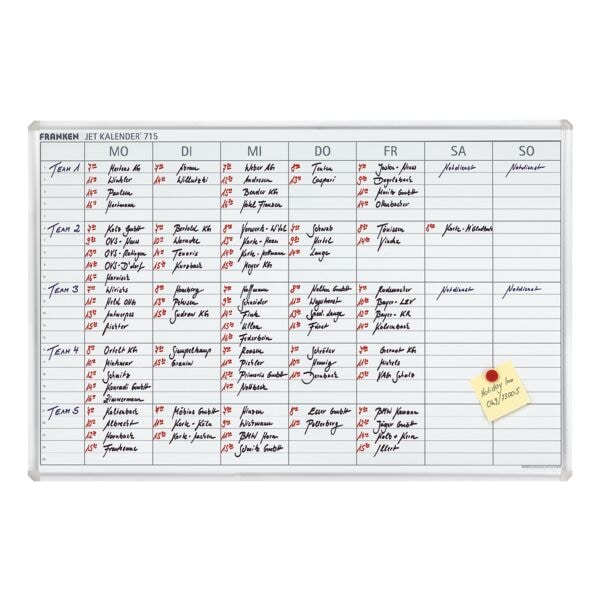Franken Tableau planning  Planning hebdomadaire JK715, pour un aperu mensuel ou hebdomadaire , avec accesoires