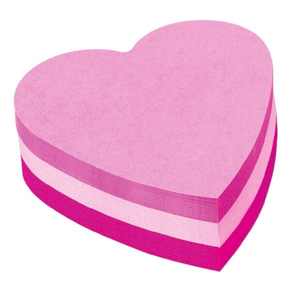 Post-it Notes bloc de notes repositionnables cœur 7 x 7 cm, 225 feuilles au total, rose, pliage Z