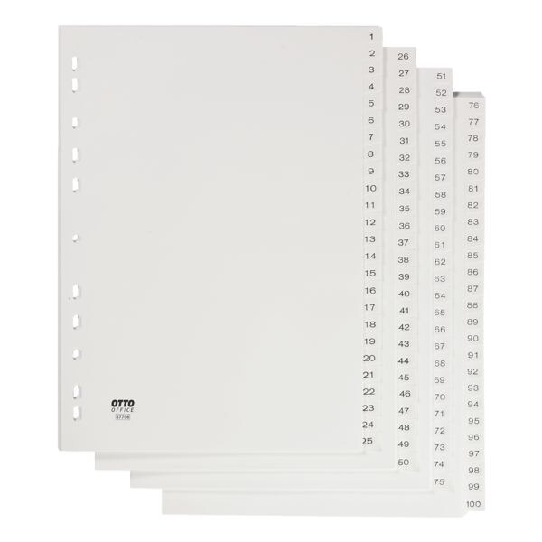 OTTO Office intercalaires, A4, 1-100 100 divisions, blanc, plastique