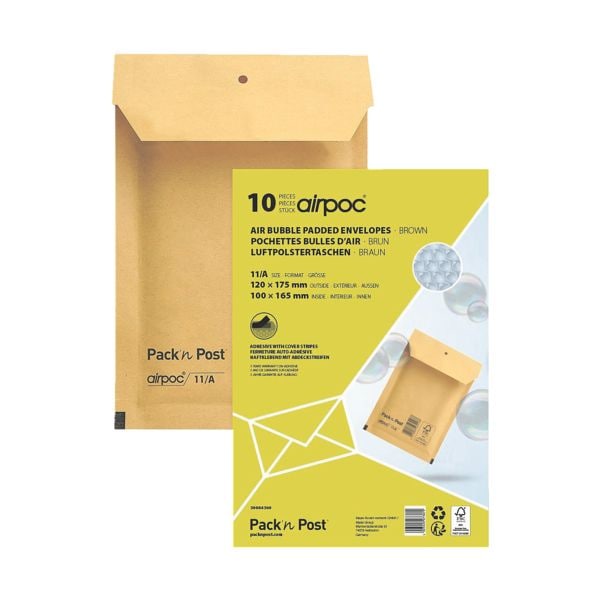 Mailmedia 10 pice(s) pochettes d'expdition -  bulles airpoc® 11/A, 12,2x17,5 cm, en petit paquet