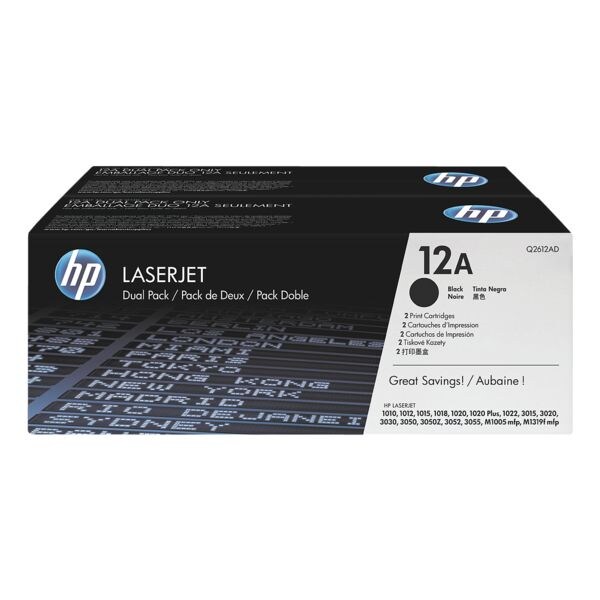 Paquet double de cartouches laser HP Q2612AD 12A BK noir