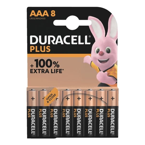 Duracell Paquet de 8 piles  Plus  Micro / AAA / LR03
