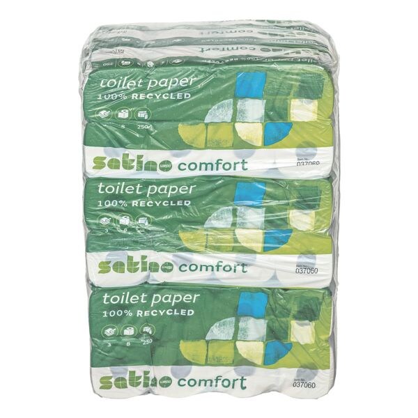 Satino comfort papier toilette Comfort 3 paisseurs, extra-blanc - 72 rouleaux (9 paquets de 8 rouleaux)