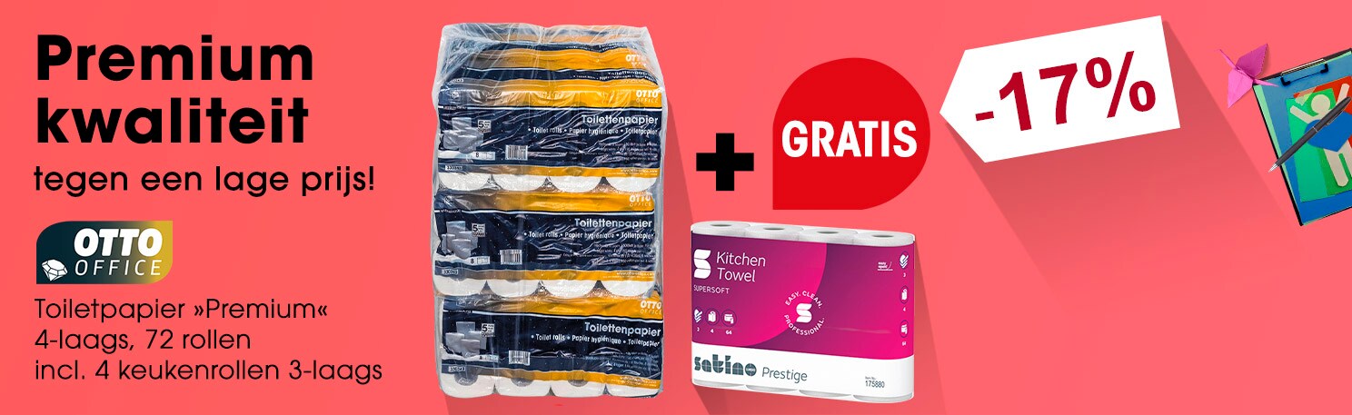 OTTO Office Premium Toiletpapier Premium 4-laags 72 rollen (9 pak van 8 rollen) incl. 3-laags keukenrollen, 4 rollen