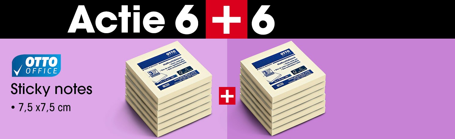 OTTO Office 6 + 6 actie: 12x sticky notes 75 x 75 mm geel
