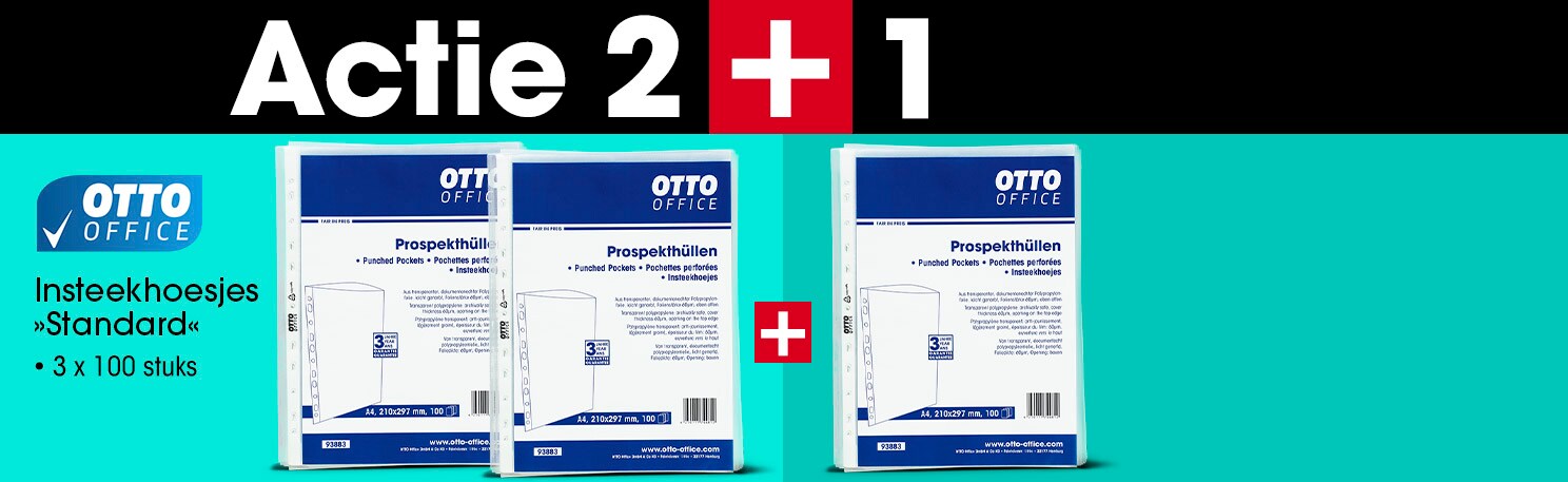 OTTO Office 2+1 actie: 3x insteekhoesjes �Standard� A4 generfd - 100 stuks