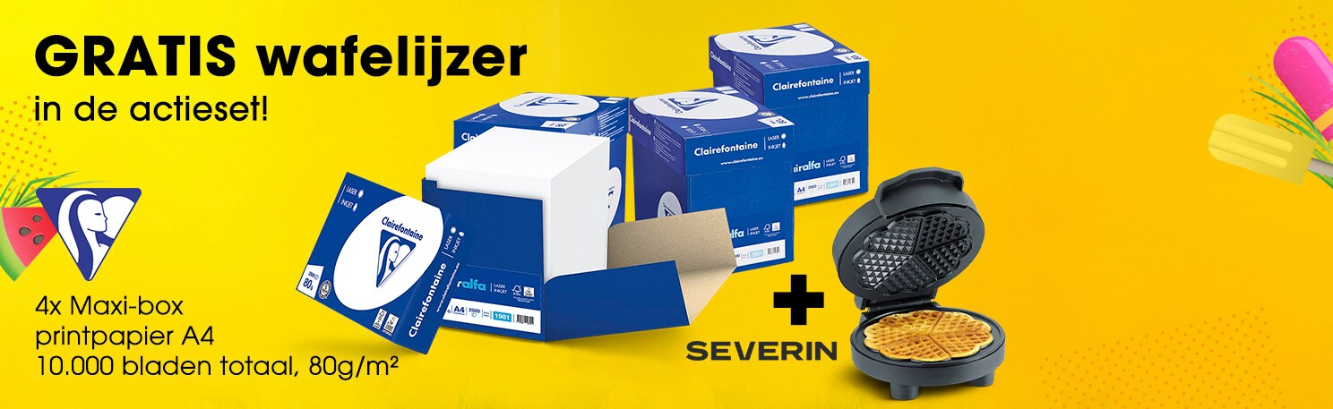 Clairefontaine 4x maxi-dozen met elk 2500 bladen multifunctioneel printerpapier incl. wafelijzer Black Line »WA 2116«