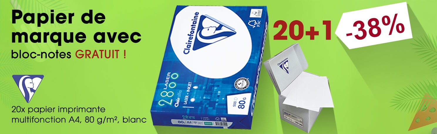 Clairefontaine 20x papier imprimante multifonction avec 1x distributeur de notes