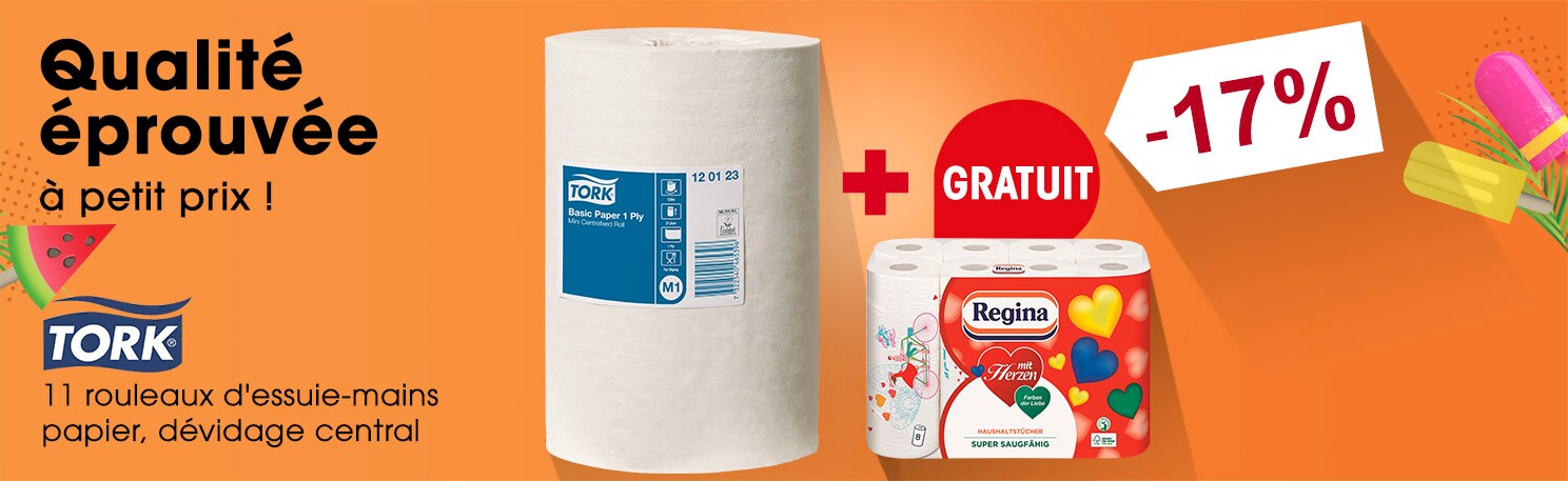 Tork 11 bobines d'essuie-mains papier blanc épaisseur simple (blanc, non perforé, 21,5 cm x 120 m) avec rouleaux d'essuie-tout