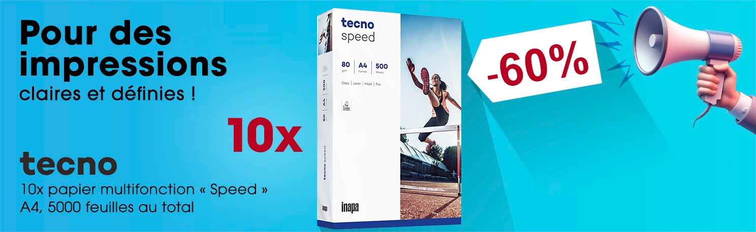 Inapa tecno 10x papier multifonction « Speed » A4, 5000 feuilles au total