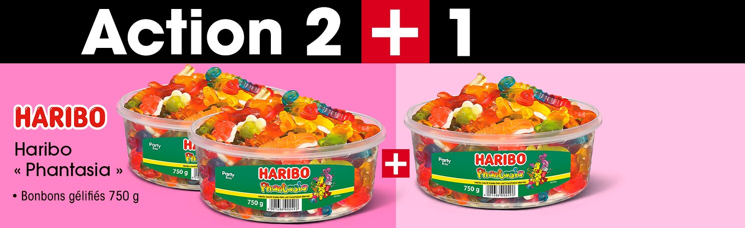 Haribo Action 2+1 : bonbons glifis  Phantasia  Party Box 750 g