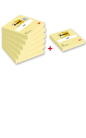 Post-it Notes Bloc de notes repositionnables « Notes 654 » 76 x 76 mm, 5 pièces + 1 gratuit
