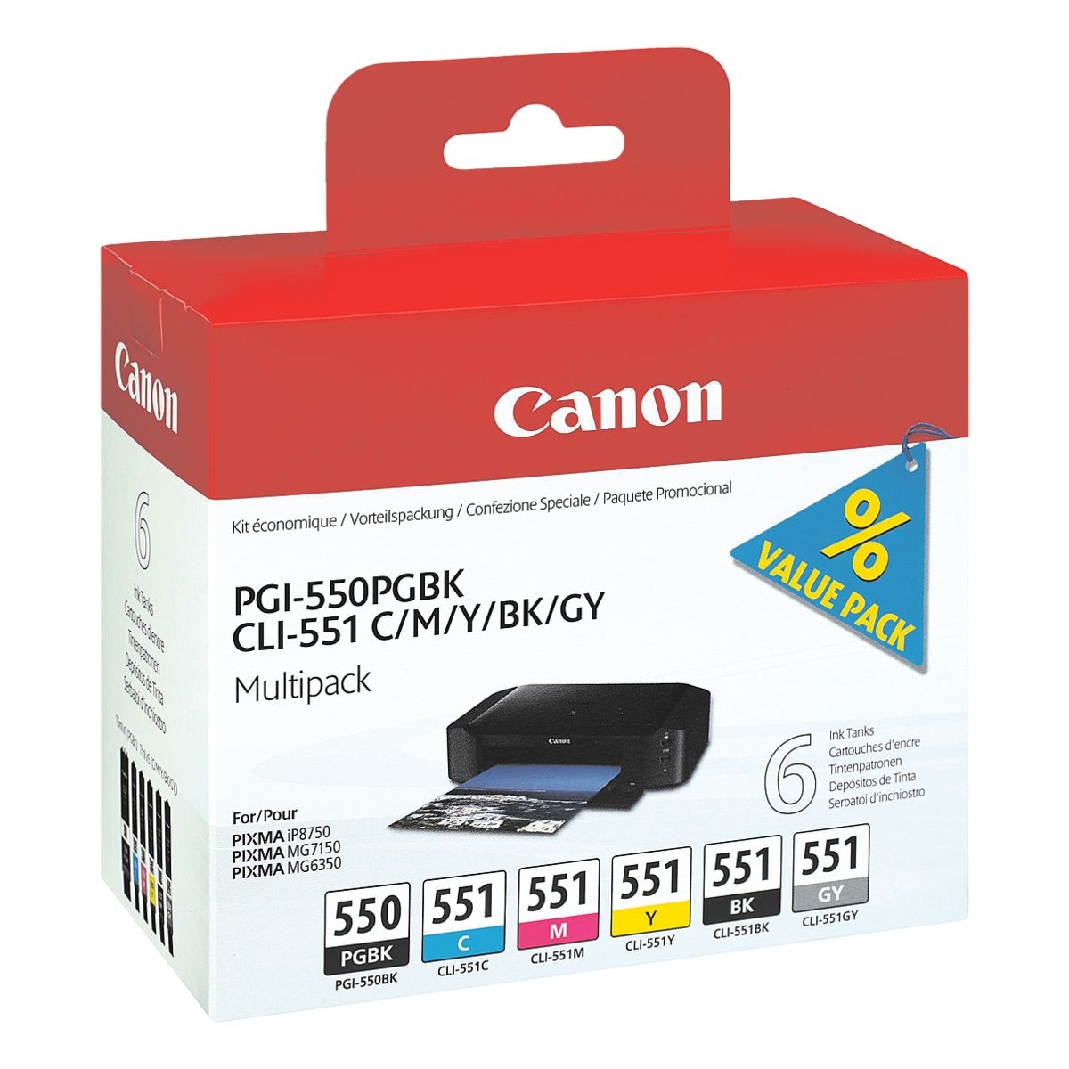 Canon Tintenpatronen-Set PGI-550PGBK & CLI-551BK/C/M/Y/GY