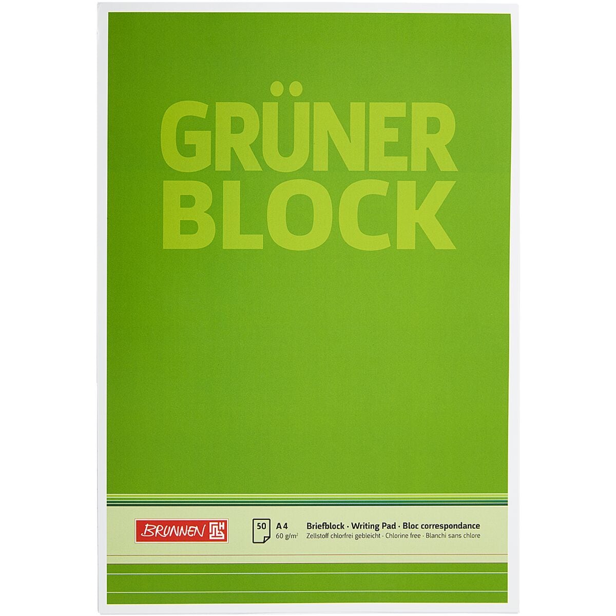 Brunnen Briefblock Der grüne Block, A4, liniert, 50 Blatt