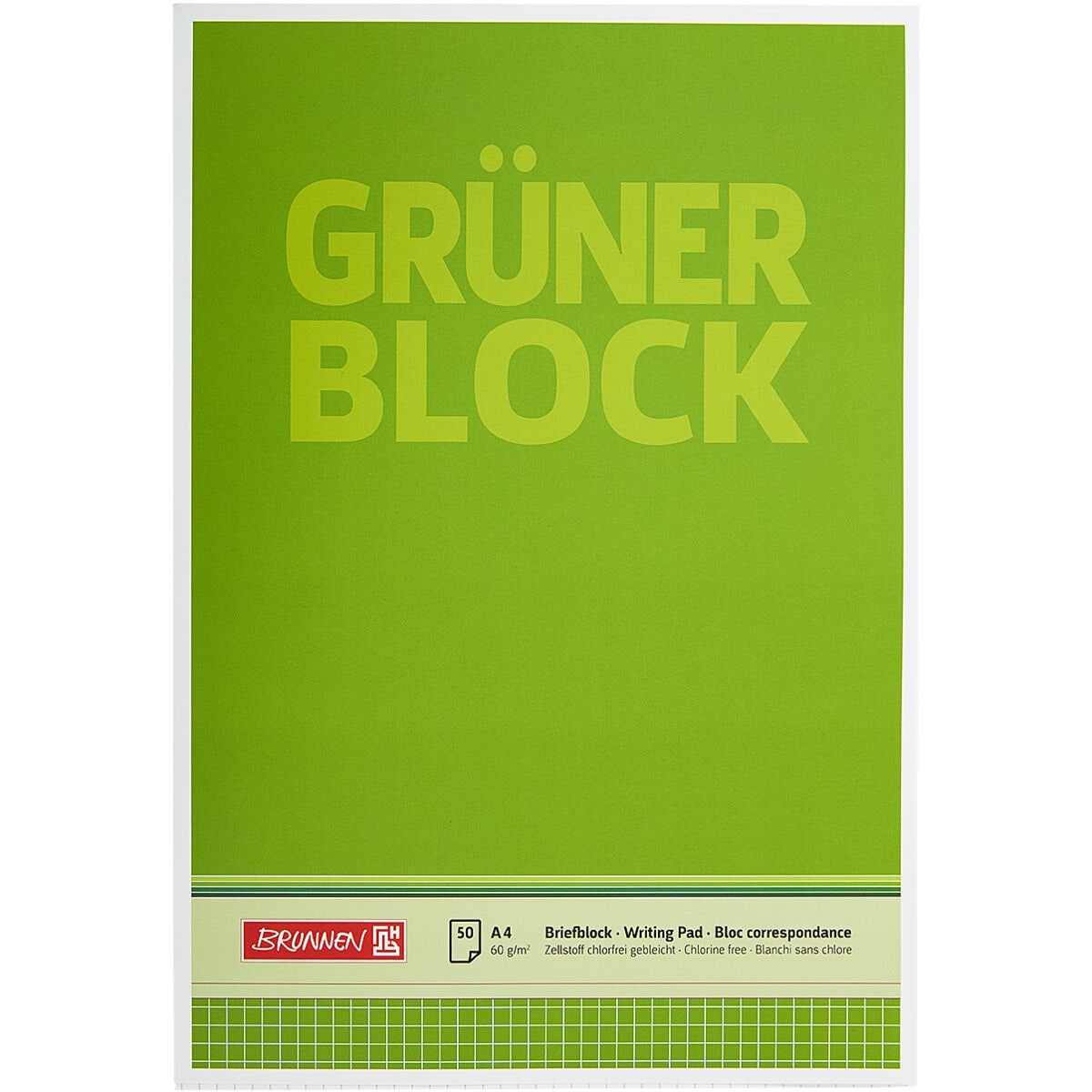 Brunnen Briefblock Der grne Block, A4, kariert, 50 Blatt