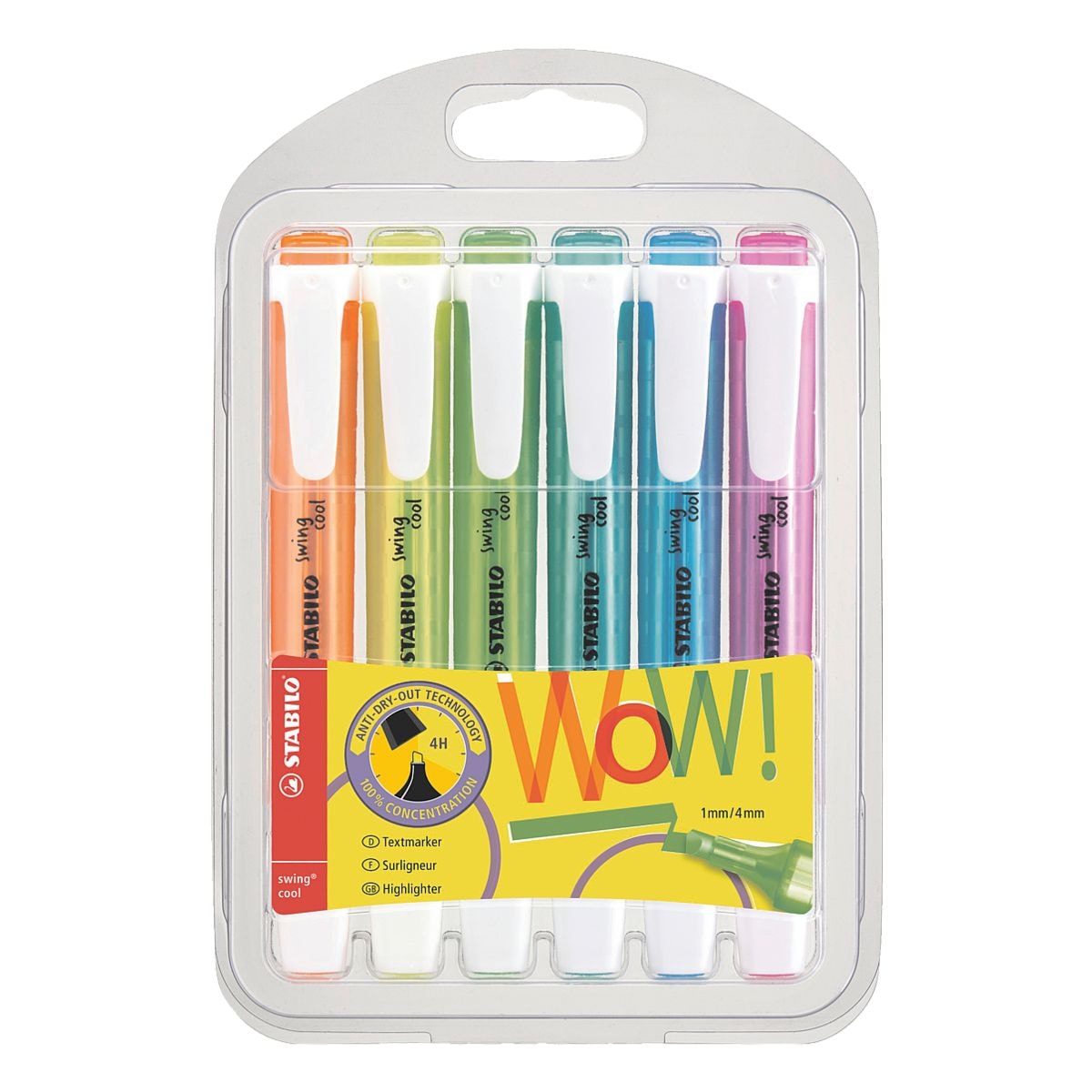 6x STABILO Textmarker swing cool Keilspitze