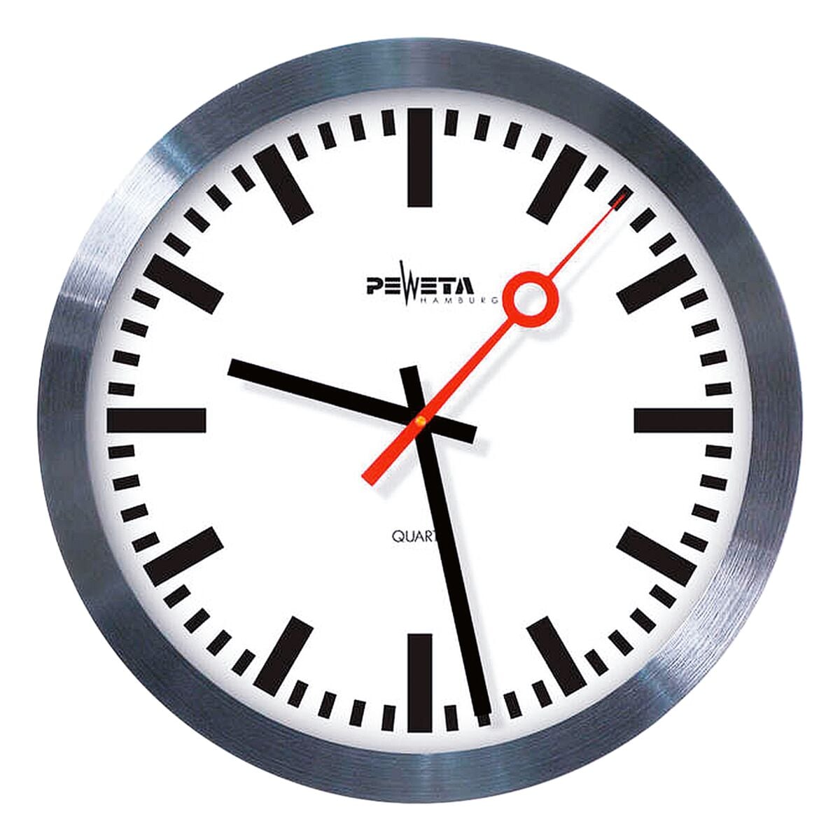 Peweta Uhren Quarzuhr mit Bahnhof-Sekundenzeiger - geruschlos  30 cm