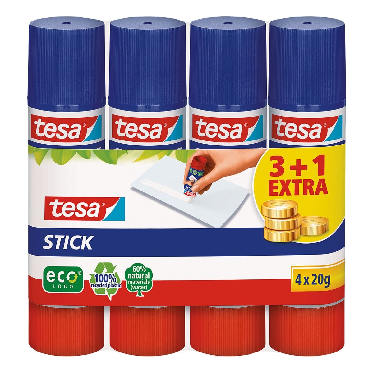 tesa 4er-Pack Klebestifte Stick 57088  ecoLogo® 20 g