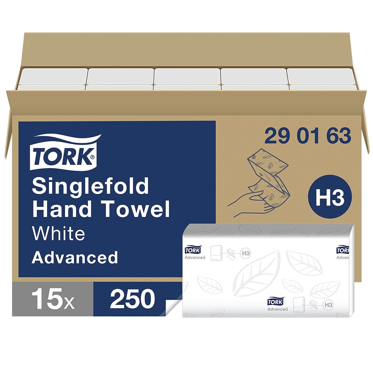 Papierhandtücher Tork Advanced 2-lagig, hochweiß, 25 cm x 23 cm aus Tissue mit Z-Falzung - 3750 Blatt gesamt