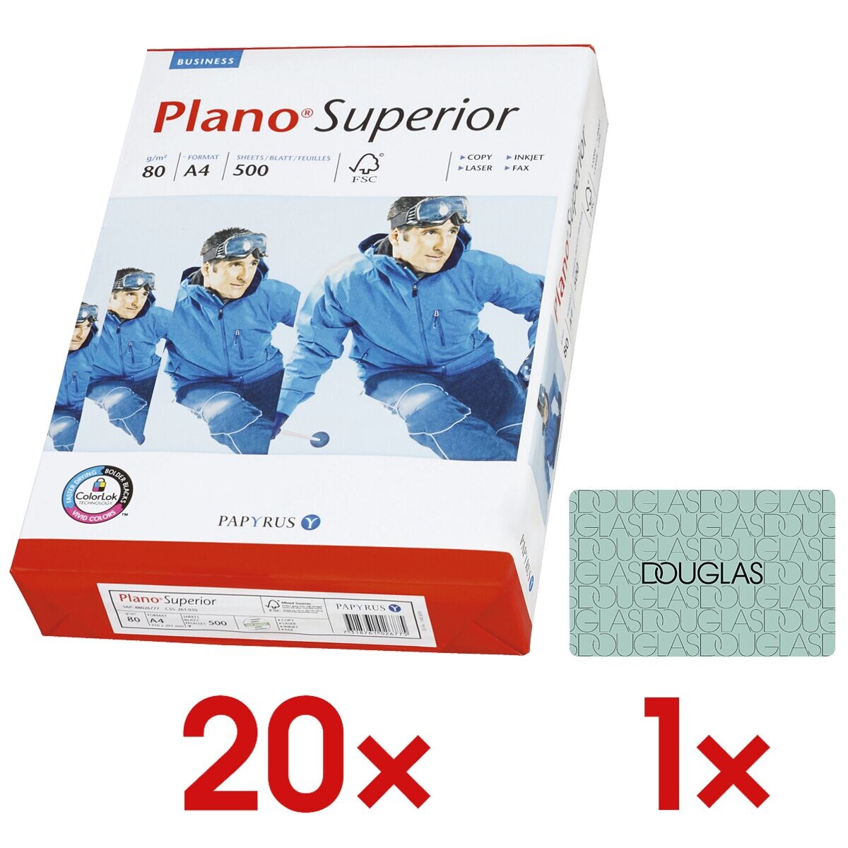 20x Multifunktionales Druckerpapier A4 Plano Superior - 10000 Blatt gesamt inkl. Douglas-Gutschein