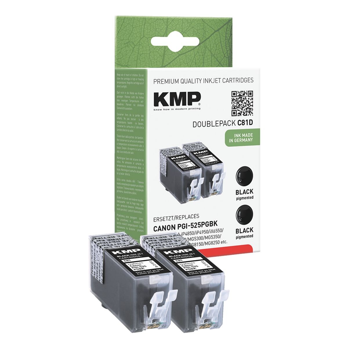 KMP 2er-Pack Tintenpatrone ersetzt Canon »PGI-525PGBk«