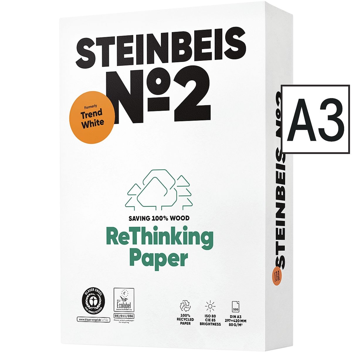 Recyclingpapier A3 Steinbeis Trend White - 500 Blatt gesamt