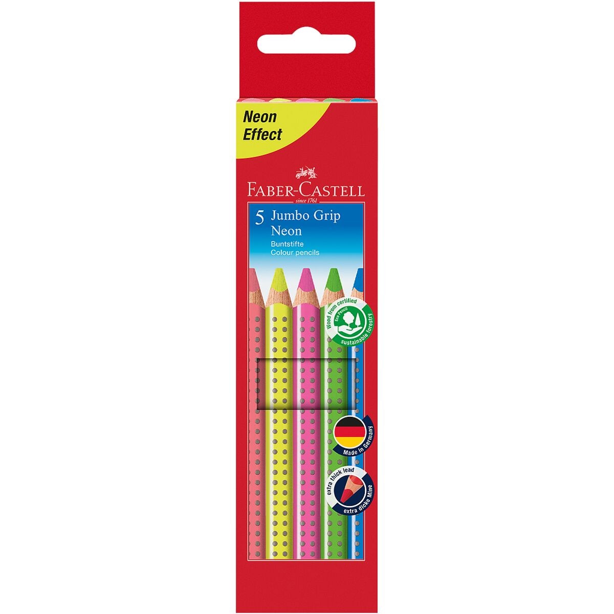 Faber-Castell (Schule) 5er-Etui Buntstifte »Jumbo GRIP Neon«