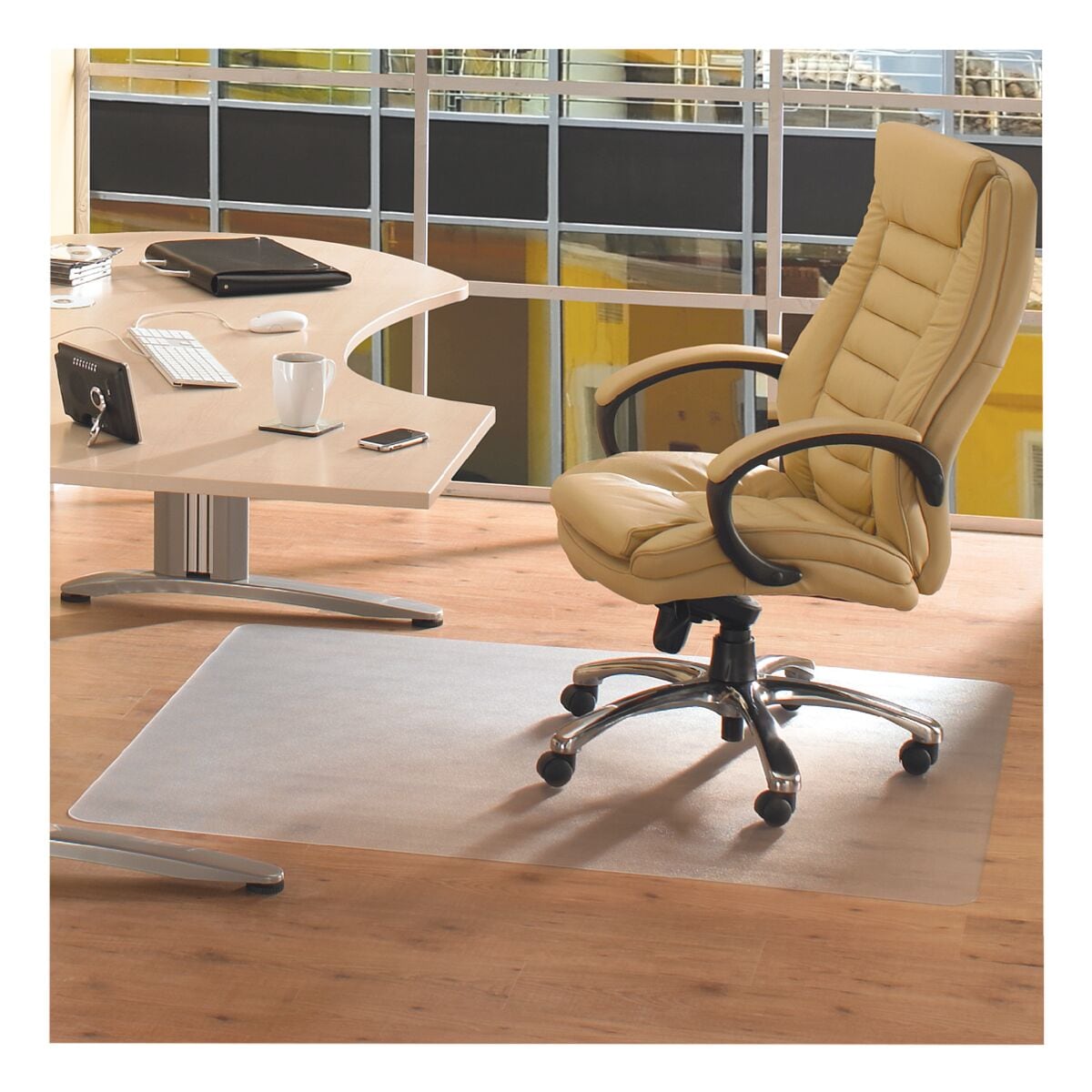 Bodenschutzmatte für Hartböden, Vinyl, Rechteck 90 x 120 cm, Floortex