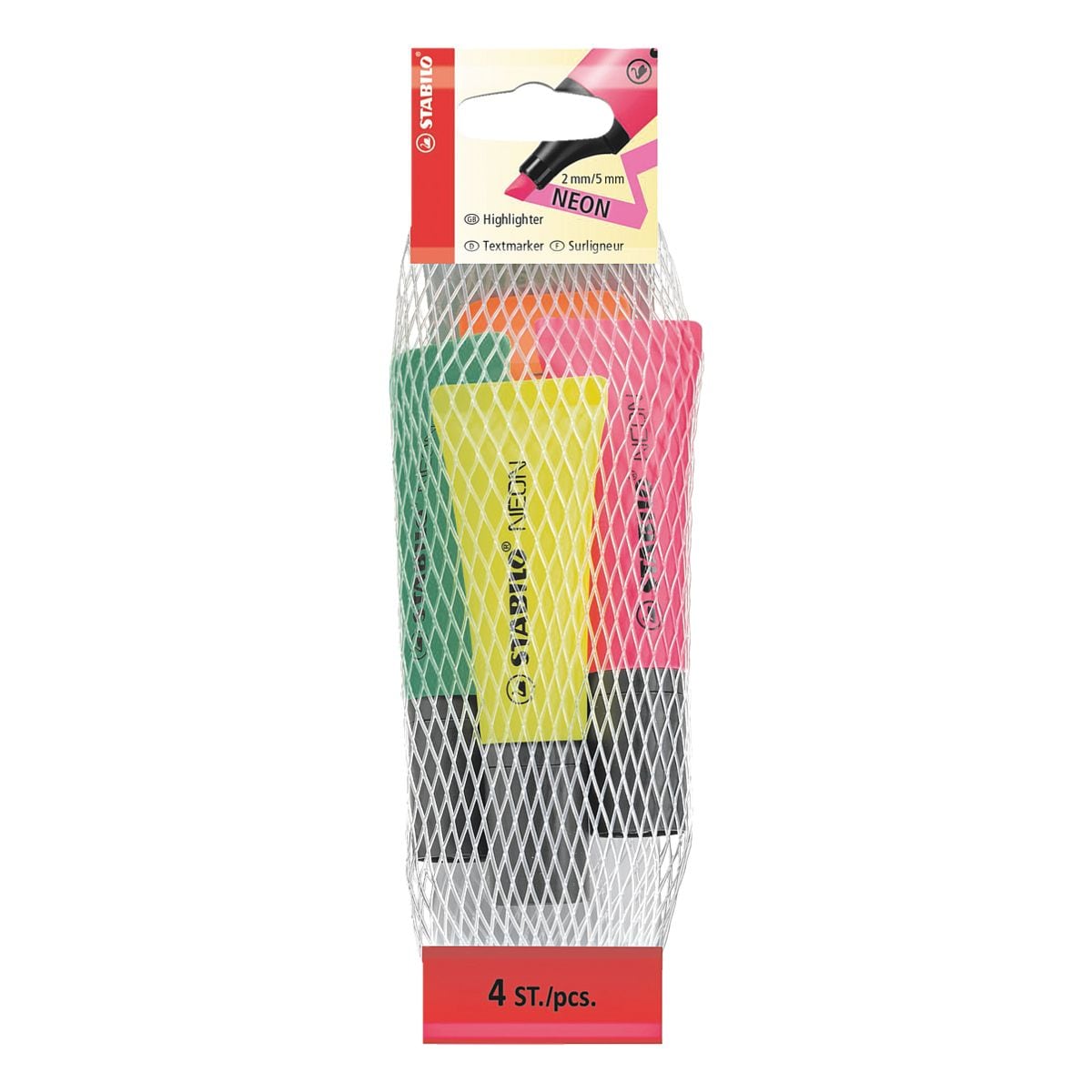 4x STABILO Textmarker NEON Keilspitze