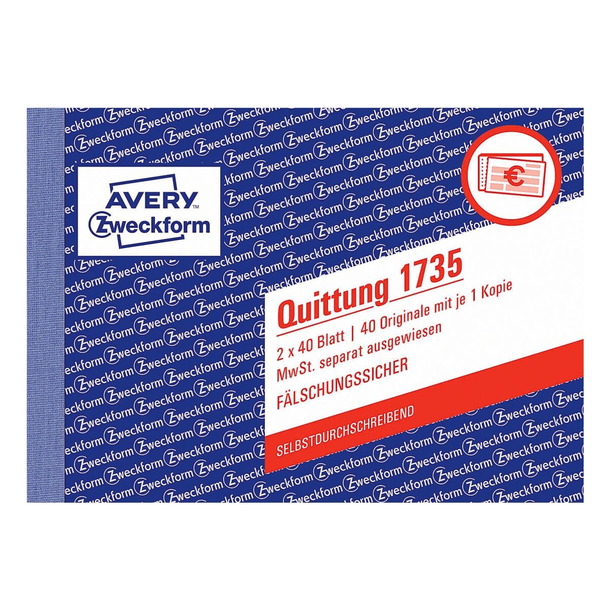 Avery Zweckform Formularbuch Quittung 1735 MwSt. separat ausgewiesen