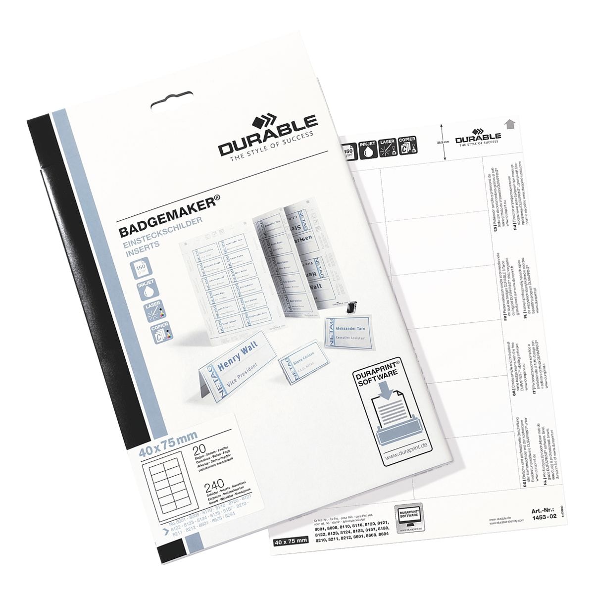 Durable Einsteckschilder »145302« 75x40 mm