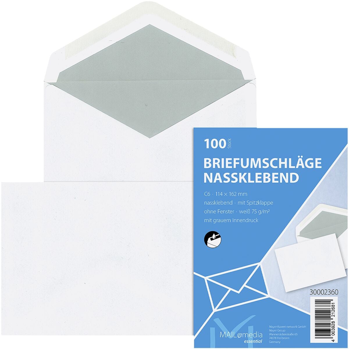 Briefumschlge Mailmedia, C6 70 g/m ohne Fenster, nassklebend - 100 Stck