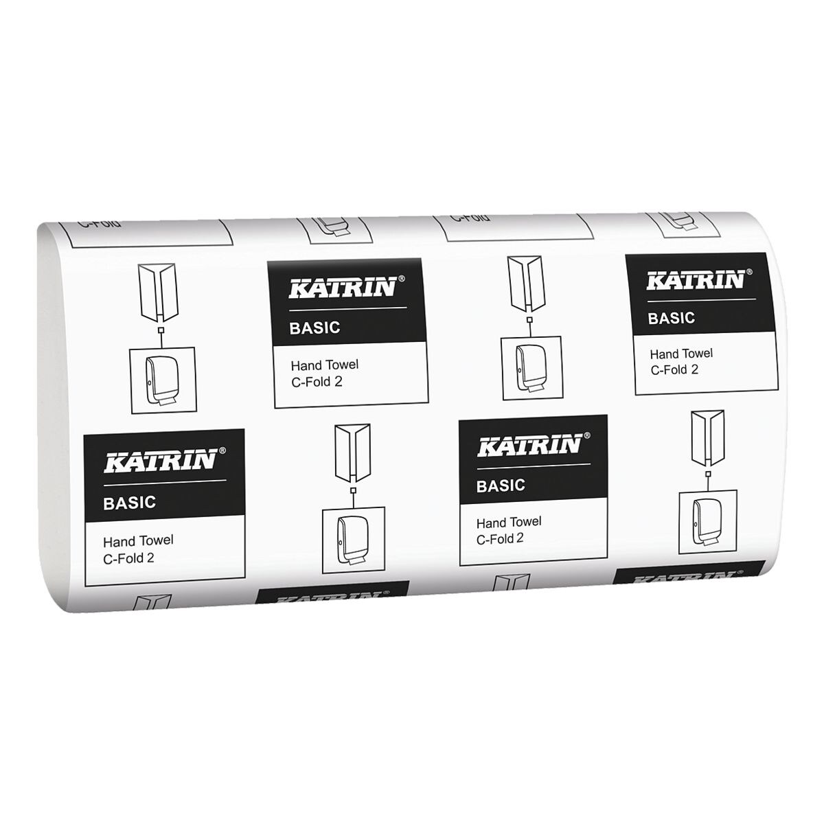 Papierhandtücher Katrin Basic 2-lagig, naturweiß, 24 cm x 33 cm aus Recyclingpapier mit C-Falzung - 3000 Blatt gesamt