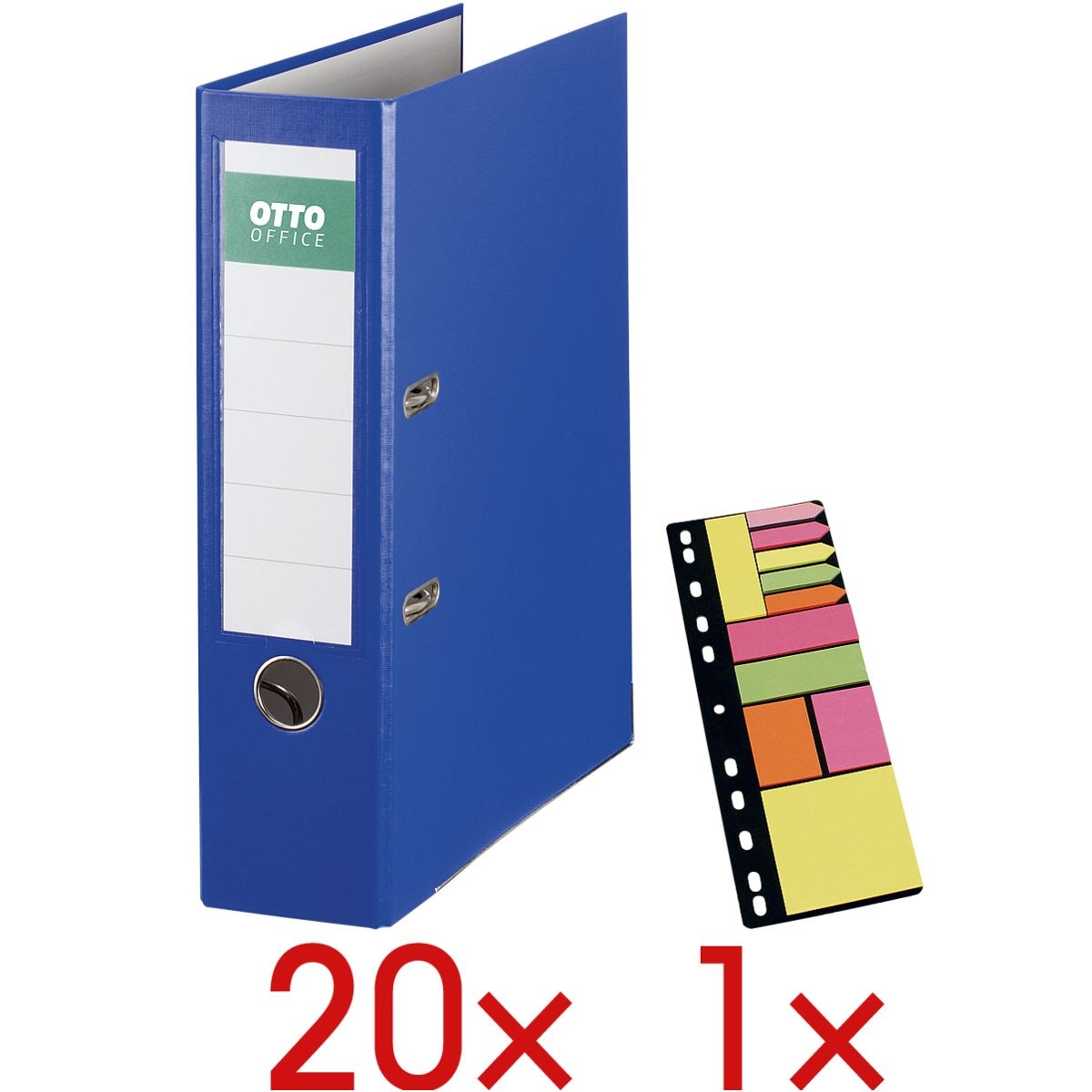 20x Ordner A4 OTTO Office Exclusive I breit, einfarbig inkl. Haftstreifen-Mix »Universal« auf Einhefter